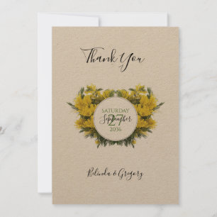 Rustic Wattle Acacia Wedding Thank You Card