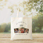 Rustic WE LOVE YOU NANA Grandmother Photo Collage Tote Bag<br><div class="desc">This modern family photo collage tote bag is a wonderful gift for your grandmother. The rustic curved leaf illustration alongside the whimsical handwritten dark grey typography - here reading WE LOVE YOU NANA - is modern, chic as well as plain fun. Customize with your own favorite photos, names, and message....</div>