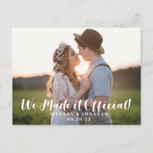Rustic We Made it Official Elopement Announcement Postcard