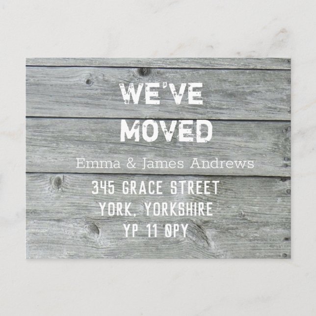 Rustic We’ve Moved New Address White Announcement (Front)