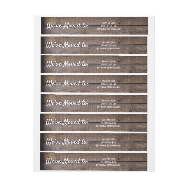 Rustic We’ve Moved Wrap Around Label (Sheet)