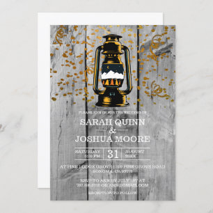 Rustic Weathered Barn Wood Wedding Invitation