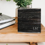 Rustic Weathered Black Wood Wedding Monogram Hip Flask<br><div class="desc">This simple rustic monogram design is classic. This flask makes a great gift for your special occasion.</div>