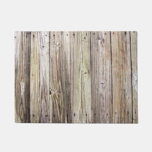 Rustic Weathered Boards with Natural Wood Grain Doormat (Front)