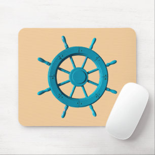 Rustic Weathered Boat Steering Wheel Photo Image Mouse Mat