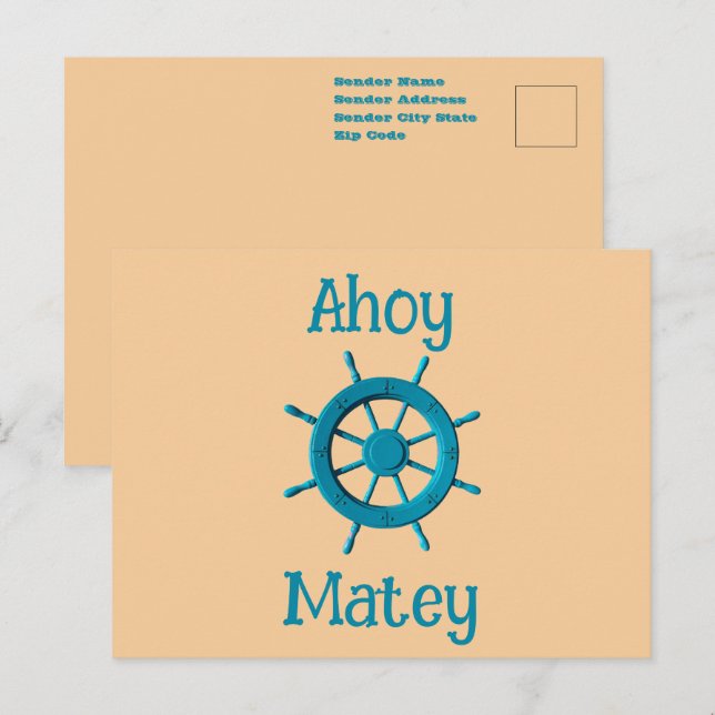 Rustic Weathered Boat Steering Wheel Photo Image Postcard (Front/Back)