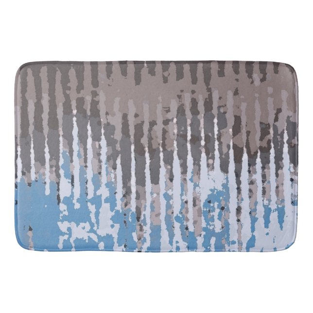 Rustic Weathered/ Brown Blue Design   Bath Mat (Front)