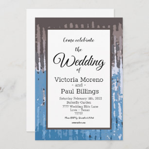 Rustic Weathered/ Brown Blue Invitation