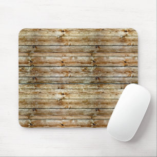 Rustic Weathered Brown Wood Plank Seamless Pattern Mouse Mat
