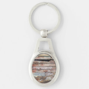 Rustic Weathered Sailboat Wood Planks Nautical Key Ring