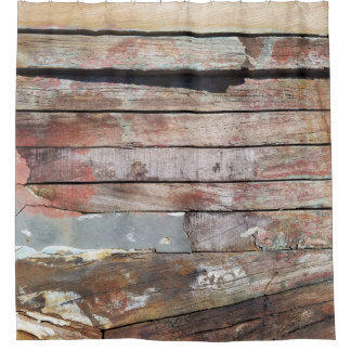 Rustic Weathered Sailboat Wood Planks Nautical Shower Curtain