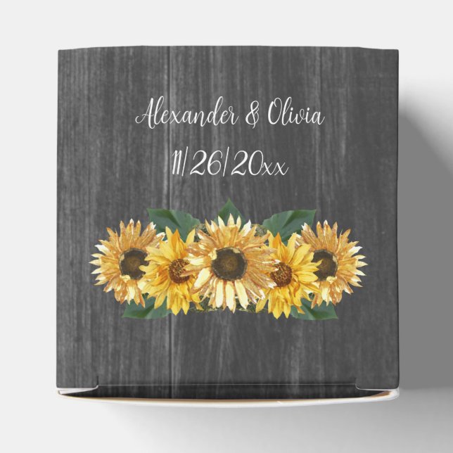 Rustic Weathered Sunflower Wedding Favour Box (Top)