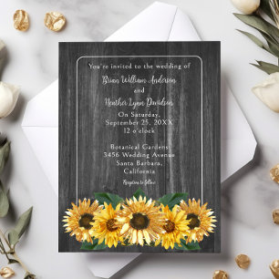 Rustic Weathered Sunflower Wedding Invitation