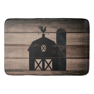 Rustic Weathered Wood Black Barn Country Farmhouse Bath Mat