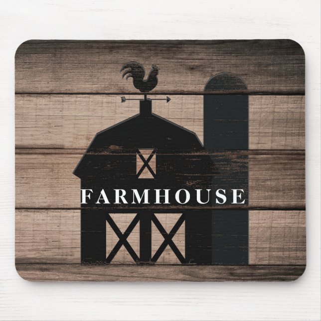 Rustic Weathered Wood Black Barn Country Farmhouse Mouse Mat (Front)
