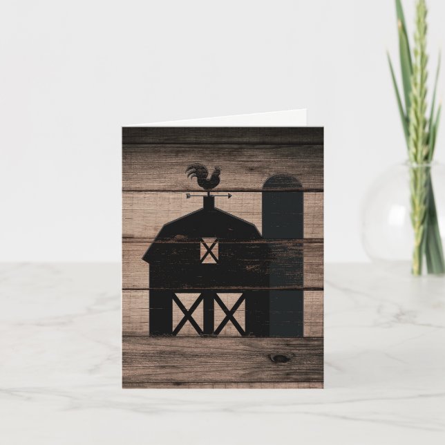 Rustic Weathered Wood Black Barn Country Thank You (Front)