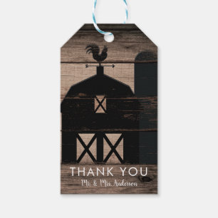 Rustic Weathered Wood Black Barn Country Wedding Gift Tags