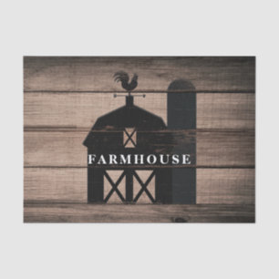 Rustic Weathered Wood Black Barn Country Wedding Tissue Paper