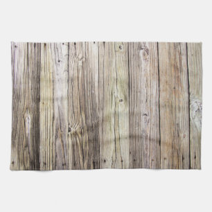 Rustic Weathered Wood Boards from Old Dock Tea Towel