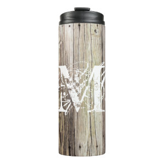 Rustic Weathered Wood Chic Monogram Thermal Tumbler