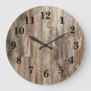 Rustic Weathered Wood Decor Large Clock