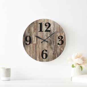 Rustic Weathered Wood Decor Large Clock