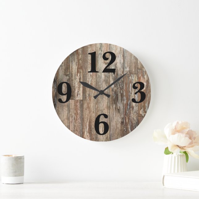 Rustic Weathered Wood Decor Large Clock (Home)