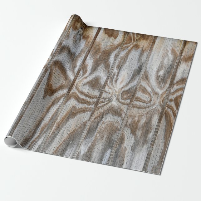 rustic weathered wood design wrapping paper (Unrolled)