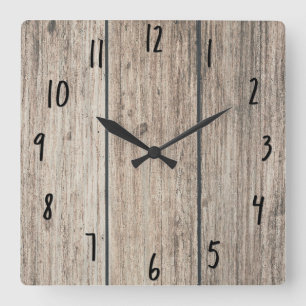 Rustic Weathered Wood Farmhouse Barn Country Square Wall Clock