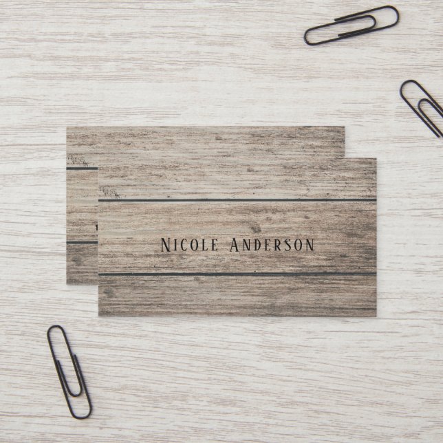 Rustic Weathered Wood Farmhouse Barn Shabby Chic Business Card (Front/Back In Situ)