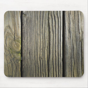 Rustic Weathered Wood Grain Deck Board Mouse Mat