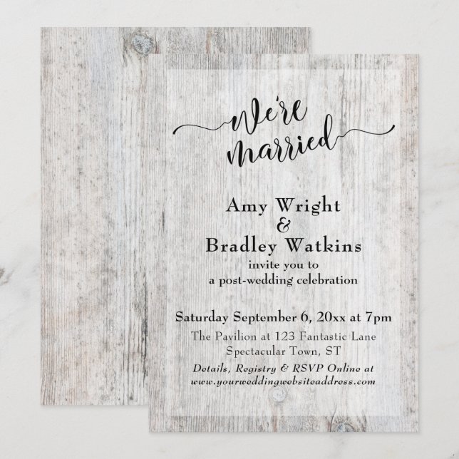 Rustic Weathered Wood Post Wedding Celebration Invitation (Front/Back)