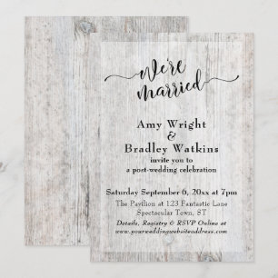 Rustic Weathered Wood Post Wedding Celebration Invitation