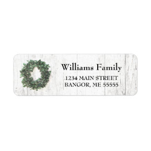 Rustic Weathered Wood Wreath Return Address