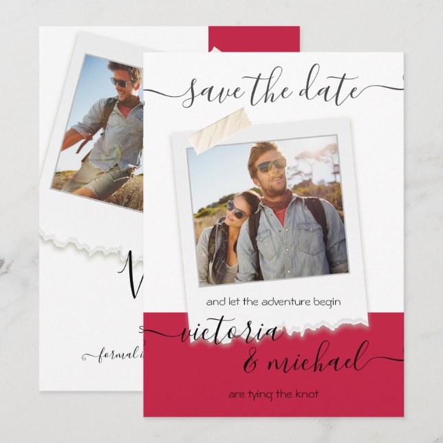 Rustic Wedding Adventure Photo Save the date Invitation (Front/Back)