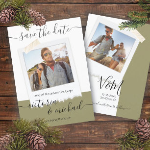 Rustic Wedding Adventure Photo Save the date Invitation