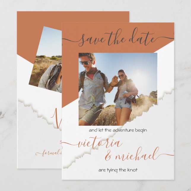 Rustic Wedding Adventure Photo Save the date Invitation (Front/Back)