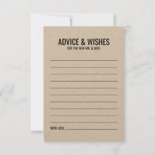 Rustic Wedding Advice and Wishes Card