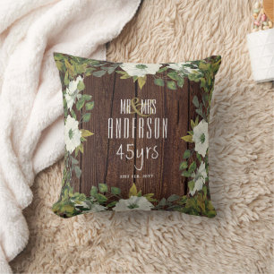 RUSTIC Wedding Anniversary ANY Milestone Flowers Cushion