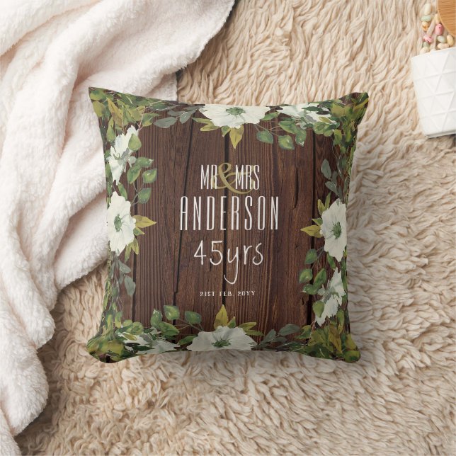 RUSTIC Wedding Anniversary ANY Milestone Flowers Cushion (Blanket)