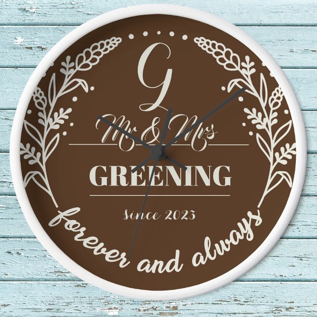 Rustic wedding anniversary family  clock (Anniversary clock)