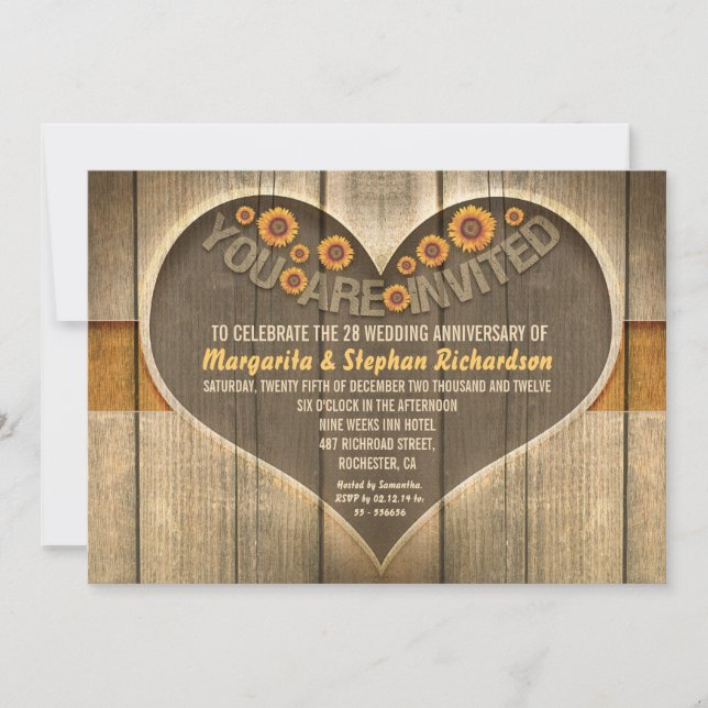 rustic wedding anniversary invitations (Front)