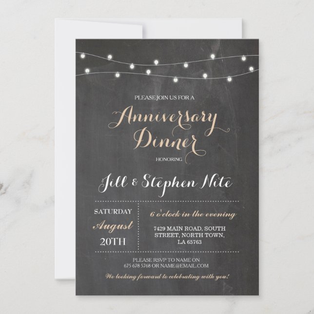 Rustic Wedding Anniversary Lights Party Invitation (Front)
