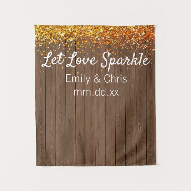 Rustic Wedding Backdrop Fall Sparkle Photo Booth Tapestry (Front)