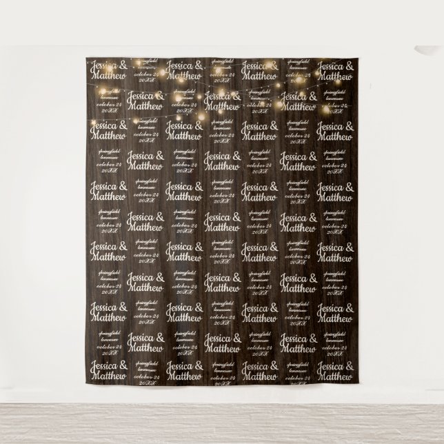 Rustic Wedding Backdrop Step and Repeat Banner Tapestry (Front)