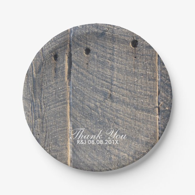 rustic wedding barn wood country wedding favour paper plate (Front)