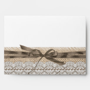 Rustic Wedding Beige Lace Burlap Pearl 5x7 Envelope