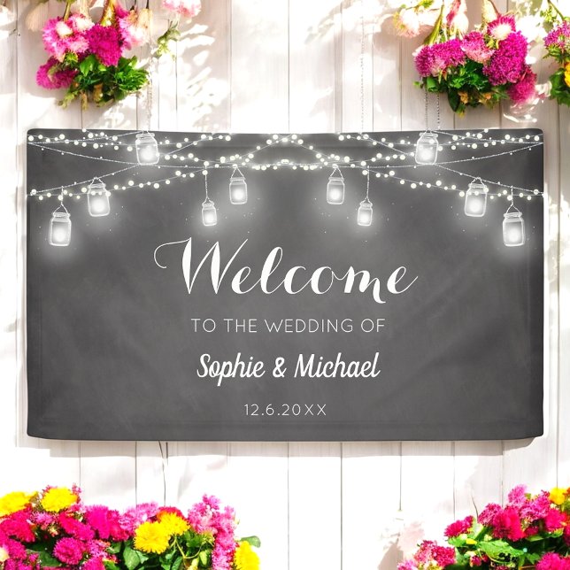 Rustic Wedding Black White Welcome Banner (Creator Uploaded)