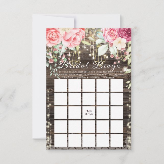 Rustic Wedding Bridal Bingo (Front)