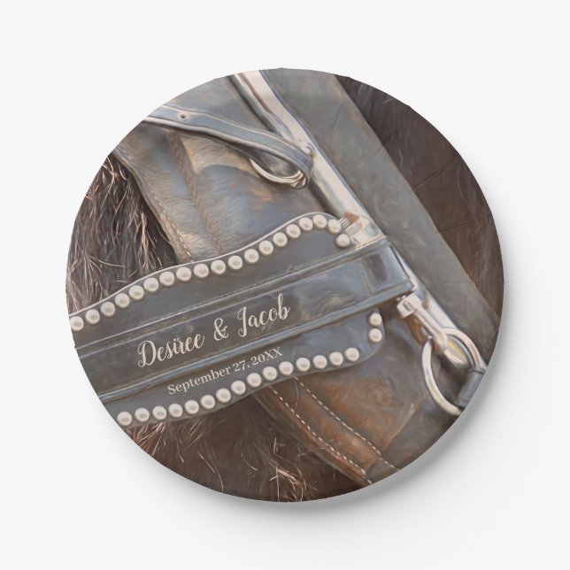 Rustic Wedding Brown Country Western Horse Paper Plate (Front)